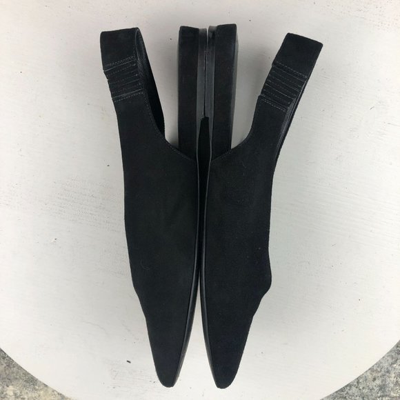 EVERLANE Women's Size 8 Black Suede The V Slingback Pointed Toe Flats Shoes - Picture 7 of 11
